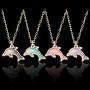 JUESJ Cute Alloy Little Dolphin Pendant Necklace，Colour Little Fish Resin Marine Animal Necklace for Women Girls Fashion Jewelry Gifts