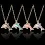 JUESJ Cute Alloy Little Dolphin Pendant Necklace，Colour Little Fish Resin Marine Animal Necklace for Women Girls Fashion Jewelry Gifts