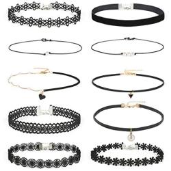 Starain Velvet Choker Necklace for Women Girls Multicolor Classic Black Choker Set