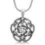 925 Sterling Silver Triquetra Trinity Celtic Knot Open Round Pendant Necklace, 18 inches