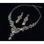 Hamer Prom Costume Jewelry for Women Crystal Choker Pendant Statement Chain Charm Necklace and Earrings Wedding Jewelry Sets for Brides