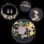 EVER FAITH Crystal Enamel Hummingbird Hibiscus Flower Leaf Necklace Earrings Set Gold-Tone