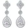 Scarlvambo Womens Luxury Cubic Zirconia Teardrop Pierced Dangle Bridesmaid Earrings Silver-Tone Clear