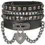 Finrezio Unisex Punk Rock Leather Bracelet and Heart Choker Collar Necklace Set for Women Men 3PCS