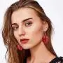 Makone Valentines Day Earrings for Women, 9 Pairs Teardrop/Lip/Heart-Shaped Faux Leather Dangle Earrings, Lightweight Pink Party Jewelry Set, Valentines Day Gifts for Girls, Ladies