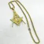 Ahappy-18k Gold Filled Sculpture Freemasonry Masonic Mason Pendant Chain Necklace N275 50 60 70 80cm