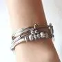 Lizzy James Mini Charmer Metallic Bronze Leather and Silver Plate Wrap Bracelet with Freshwater Pearls Lizzy James Mini Charmer Metallic Bronze Leather and Silver Plate Wrap Bracelet with Freshwater Pearls