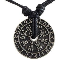 Nordic Coin Icelandic Viking Jewelry - Protection Amulet Lucky Charm - Safe Travel Medallion Power Victory Talisman - Original Mens Pendant Norse Necklace - Terror Rune Pewter Pendant