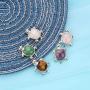 CTYBEADS Crystal Longevity Turtle Pendant,Healing Stone Turtle Necklace, Tortoise Clavicle Chain,Mens and Womens Birthstone Jewelry Treatment Balance Chakra Opal Pendant