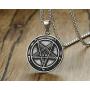 PJ Jewelry Mens Inverted Pentagram Samael Lilith Baphomet Goat Pendant Sigil of Lucifer Satanic Symbol Necklace