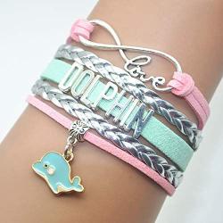 HCChanshi Dolphin Bracelet Jewelry Infinity Love Cute Dolphin Jewelry Dolphin Gifts for Women, Girls, Men, Boys, Dolphin Lovers Gifts