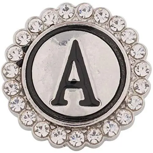 My Prime Gifts Jewelry Letter A Rhinestone Metal Standard 18-20mm Snap