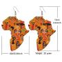 D.Rosse 2 Pairs African Map Wooden Dangle Earrings Ethnic Style African Multicolor Drop Earrings for Women Bohemia Style Jewelry Set
