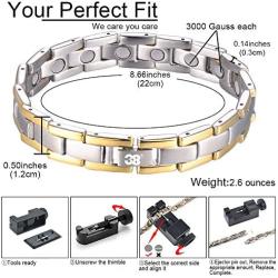 38 Titanium Magnetic Bracelet Fashion Health Bracelets (Sliver & Gold, 8.5(inch))