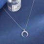 LittleB Minimal Moon Pendant Necklace Short Choker Necklaces Chain Jewelry for Women and Girls (SILVER)