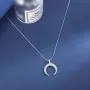 LittleB Minimal Moon Pendant Necklace Short Choker Necklaces Chain Jewelry for Women and Girls (SILVER)