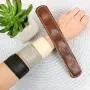 RIAH FASHION Bohemian Animal Print Statement Bracelet - Boho Wrist Cuff Wrap Genuine Leather, Faux Leatherette Leopard Print Calf Hair, Magnetic Buckle Bangle