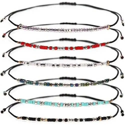 Suyi Seed Bead String Bracelet 6Pcs Friendship Bracelet Adjustable Braid Handmade Strand Bracelet Gifts for Women Girls Suyi Seed Bead String Bracelet 6Pcs Friendship Bracelet Adjustable Braid Handmade Strand Bracelet Gifts for Women Girls