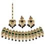 Green Kundan Choker Necklace Set Indian Jewelry Bridal Wedding Necklace Ethnic Bollywood Jewelry Set