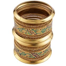 Efulgenz Boho Vintage Antique Gypsy Tribal Indian Oxidized Gold Plated Bracelets Bangle Set