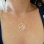 Sterling Silver Ocean Waves at Sunset Pendant Necklace, 18k Yellow Gold Plated Sun, 18'' Chain