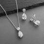 Mariell Glamorous Pear-Shaped Cubic Zirconia Wedding Necklace and Earrings Set for Brides or Bridesmaids
