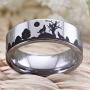 Cloud Dancer 8MM Width Silver Pipe Howling Wolf Wolves Landscape Scene Tungsten Ring Flat Polished Finish-Free Engraving Inside Sizes 4 to 17