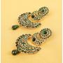 Touchstone Indian bollywood crystals Chand bali designer jewelry earrings in gold tone for women