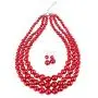 Womens Simulated Pearl Resin Three Multi-Strand Statement Necklace and Earrings Set Womens Simulated Pearl Resin Three Multi-Strand Statement Necklace and Earrings Set
