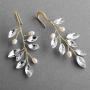 Mariell Bridal and Wedding Gold Handmade Dangle Earrings with Crystal Gems and Petite Freshwater Pearls
