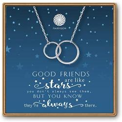 FAIRYGEM Best Friend, Friendship Gifts for Women - Sterling Silver Interlocking Circle Necklaces - Birthday,Mothers Day Jewelry Gift for Women Teen Girls