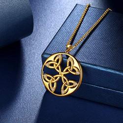 beautlace Celtic Knot Necklaces Silver/18K Gold/Black Gun Plated Round Good Luck Irish Celtic Knot Vintage Knot Pendant Birthday Gift for Women Men KP0138