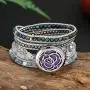 Aromatherapy Essential Oil Diffuser Bracelets, Stainless Steel Locket Stone Bead Wrap Leather Bracelet with 7 Color Felt Pads Aromatherapy Essential Oil Diffuser Bracelets, Stainless Steel Locket Stone Bead Wrap Leather Bracelet with 7 Color Felt Pads