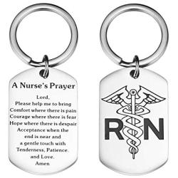 Udobuy Nurse Keychain Gifts - Nursing Keychain Jewelry Perfect Nurses Appreciation Gift for Birthday Graduation Christmas Caduceus Symbol RN Nurses Prayer Keyring