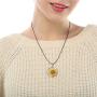 Jeni-Sely Handmade Real Dry Pressed Sunflower Round Resin Leather Necklace