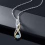 Gem Stone King 2 Tone 10K Yellow Gold And 925 Sterling Silver Diamond Infinity Pendant 0.54 Ct Round Blue Zircon