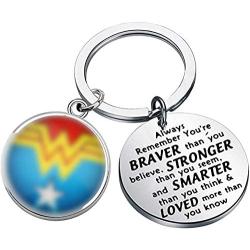 AKTAP Comics Inspired Gift Superhero Keychain Avengers Gifts Always Remember Youre Brave Than You Believe Jewelry