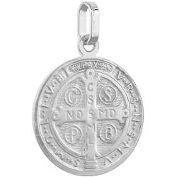 20mm Sterling Silver St Benedict Medal Necklace for Men & Women 13/16 inch Round Italy 16-24 inch