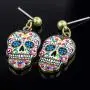 Colorful Skull Dangle Earrings: Halloween Day of the Dead (Dia De Los Meurtos) Drop Studs Colorful Skull Dangle Earrings: Halloween Day of the Dead (Dia De Los Meurtos) Drop Studs