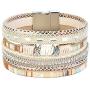 FIBO STEEL Boho Wrap Bracelets for Women Braided Leather Rope Handmade Multi-Layer Cuff Bangle