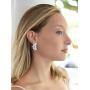 Mariell Cubic Zirconia Marquis-Cut Graceful Curved Cluster Bridal Wedding Earrings - Platinum Plated