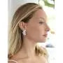 Mariell Cubic Zirconia Marquis-Cut Graceful Curved Cluster Bridal Wedding Earrings - Platinum Plated