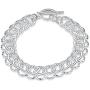 NABTYJC Sterling Silver 2 Layers Twisted Link Chain Bracelet with Diamond Cut and Hight Polish Loops,Toggle Button 8''(21cm)