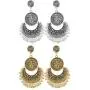 Finrezio 2Pairs Traditional Ethnic Bali Jhumka Jhumki Brocade Lotus Mexico Gypsy Dangle Earrings for Women Girls