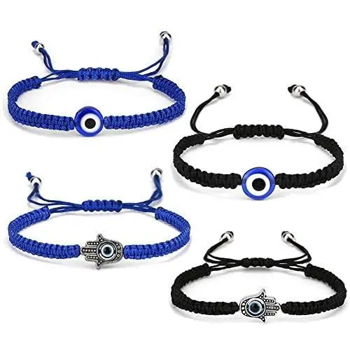 4Pcs Evil Eye Bracelets for Women Men,7 Knot Adjusted Handmade Lucky Bracelets for Protection Kabbalah Black Blue Red String Bracelets Amulet Jewelry Gift for Families Friends,4 Packs 4Pcs Evil Eye Bracelets for Women Men,7 Knot Adjusted Handmade Lucky Bracelets for Protection Kabbalah Black Blue Red String Bracelets Amulet Jewelry Gift for Families Friends,4 Packs