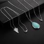 Lux Accessories Womens Stone Teardrop & Arrowhead Double Layered Necklace Set