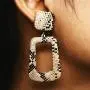 Snake Square Hoop Earrings Vintage Pu Leather Leopard Print Dangle Drop Earrings for Women Girls Halloween Christmas Ear Jewelry Gifts