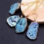Xileg Geometric Natural Irregular Rock Druzy Stone Pendant Necklaces Vintage Crystal Geode Slice Necklace Gift