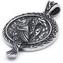 GUNGNEER Viking Raven Necklace for Men Women Odin Cow Jewelry Pagan Wiccan Pendant Stainless Steel Keel Chain Strong Amulet