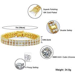 JINAO 2 Rows AAA Cubic Zirconia Iced Out Tennis Bling Lab Simulated Diamond Bracelet